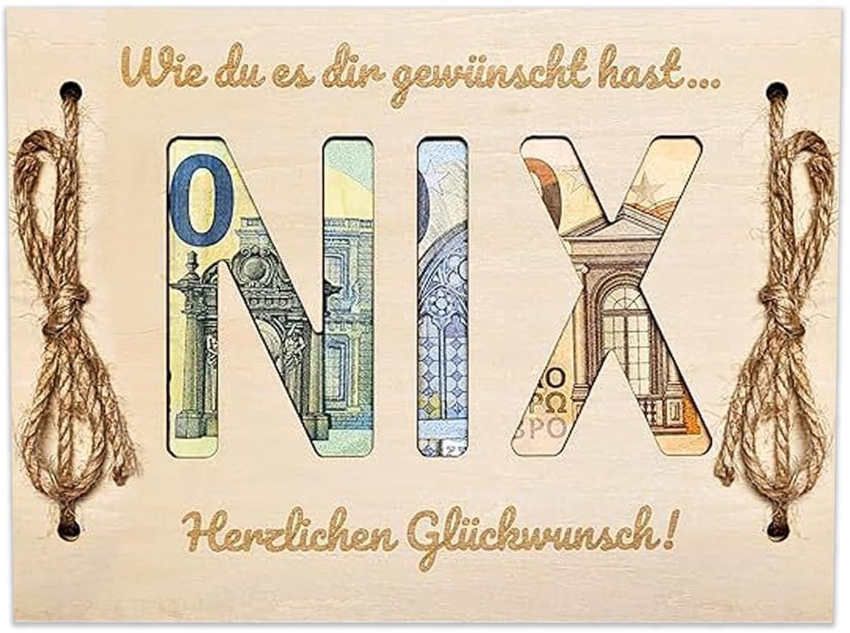 ONF3 - Houten Geldgeschenk Box - Creatieve Verjaardagscadeau - Uniek Design - 20.5 x 15 x 3 cm - Bruiloft en Doop - Cadeau Idee - Houten