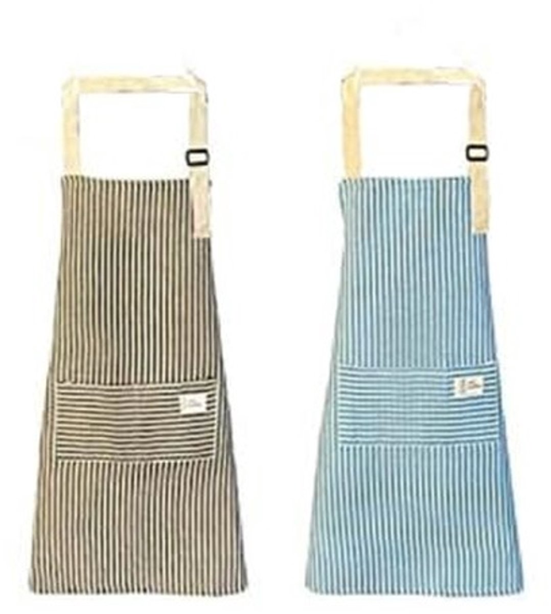 aladdien - Keuken Schorten - Set van 2 - Katoenen Schorten met Zak - Koffie en Blauw - Keukenaccessoires voor Koken en Bakken - Unisex Volwassenen