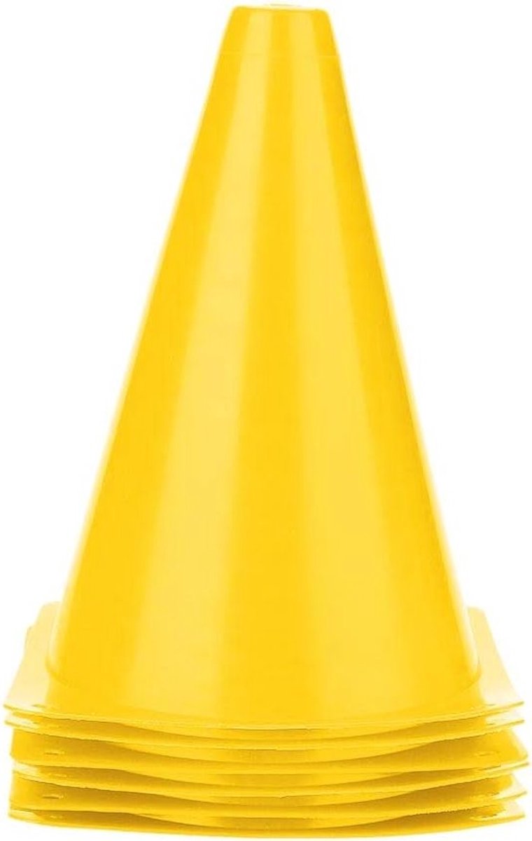 Set van 6 Gele Plastic Voetbal Markers van 18 cm voor Training, Cones en Barrières voor Soccer Oefeningen en Accessoires