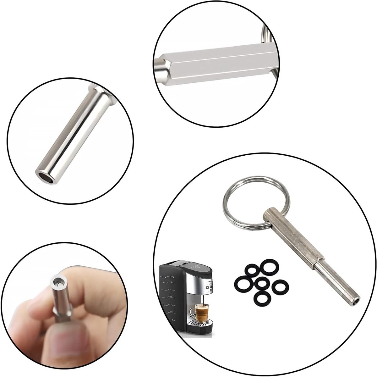2 Stuks Ovale Schroevendraaier voor Nespresso, Ovale Hoofd Sleutel en 12 Rubberen Ringen voor Koffiemaker Reparatie en Onderhoud Tools