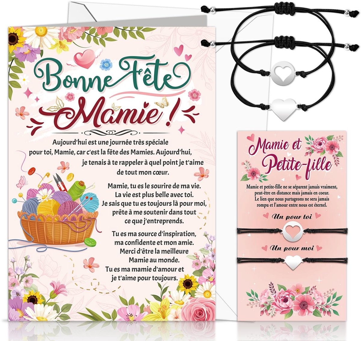 Allecto - Mamie Petite-Fille Bracelet - Perfect Cadeau voor Grootmoeder - Uniek en Persoonlijk - Met Wenskaart - Sieraden voor Grootmoeder - Cade