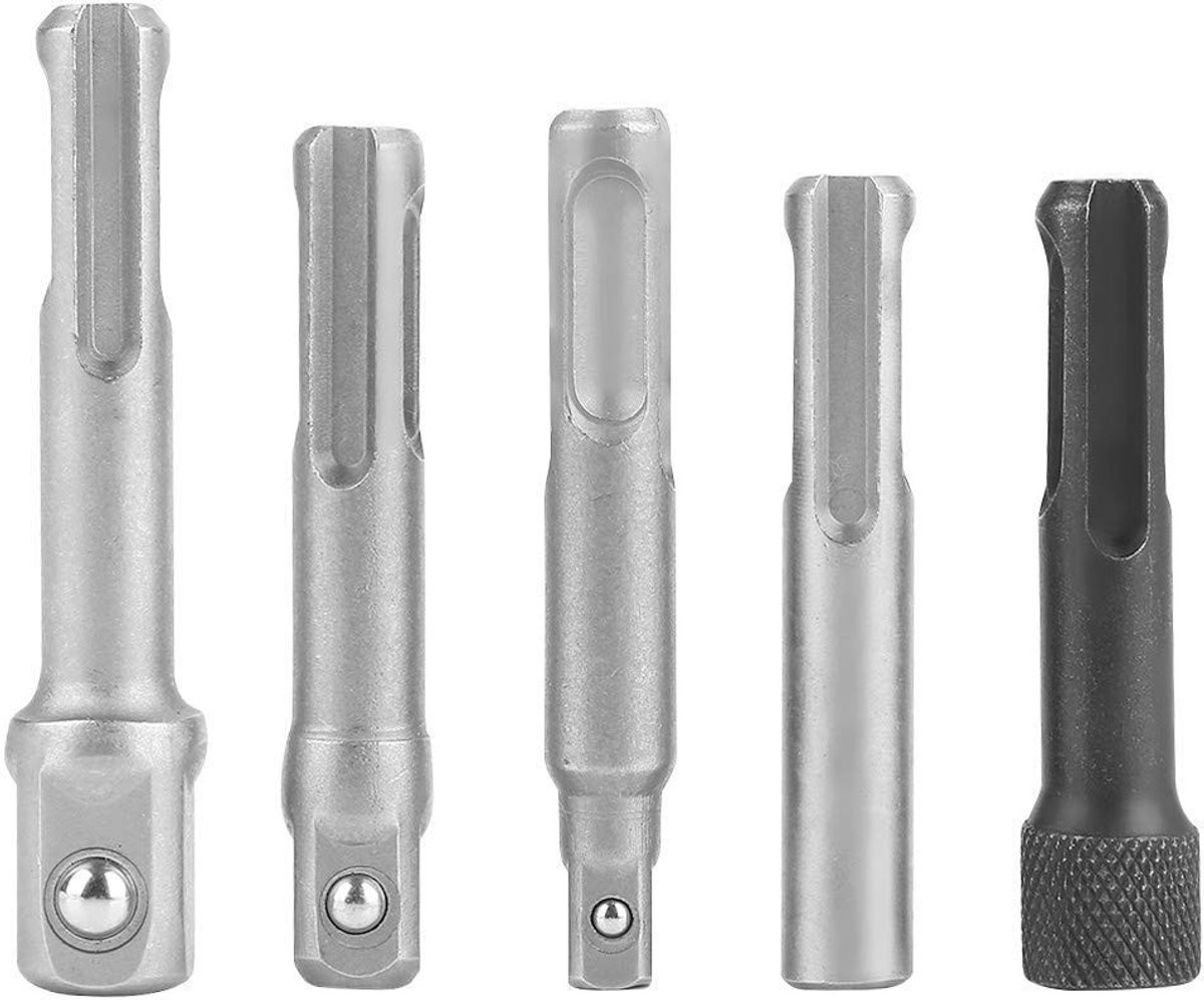 Allecto - Plus Adapter Set - 3pcs Steel Socket en 2pcs Hex Socket - Duurzaam en Corrosiebestendig - 10 x 5 x 5 cm - Voor Metalen Toepassingen -...