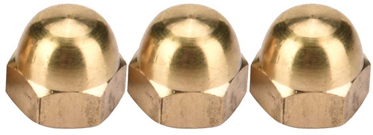 Allecto - M3 Messing Acorn Moeren Set - 10 Stuks Duurzame Hoofdmoeren voor Machines en Meubels - Robuuste constructie - Perfecte pasvorm - Geschikt..
