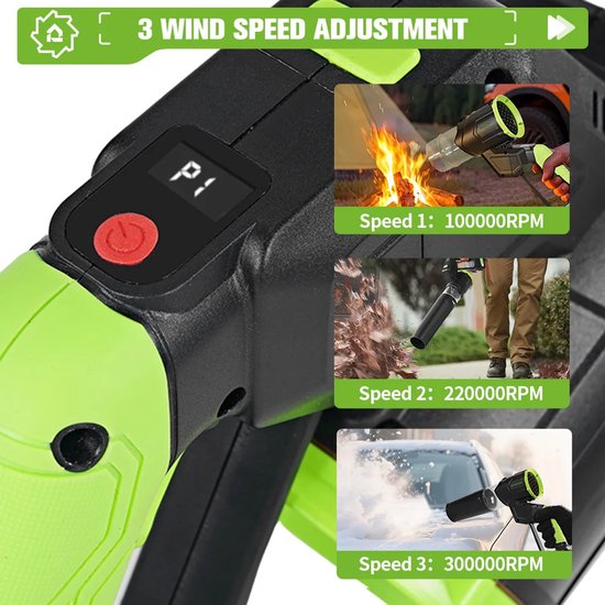 2IN1 Elektrische Turbo Blower - Borstelloze Bladblazer - Elektrische Bladblazer - Makita 18V batterij - 7000W Draadloos van Merkloos	 — afbeelding 2