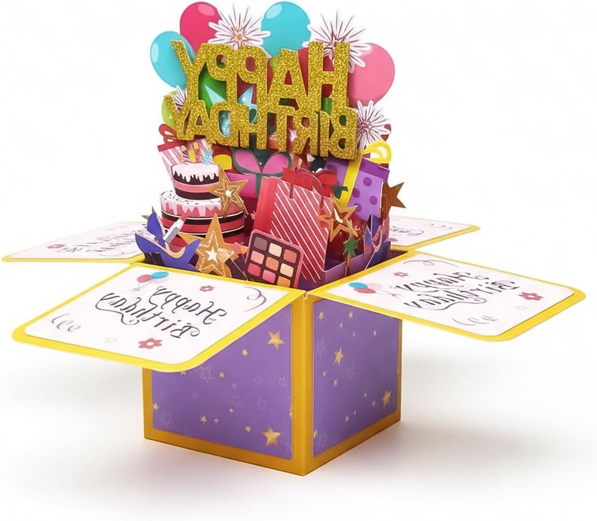 3D Pop-Up Verjaardagskaart met Vuurwerk, Uniek Cadeau voor Vrouwen, Kinderen en Familie, Perfect voor Verjaardagen