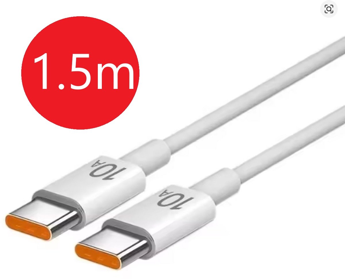 USB-C naar USB-C Kabel 1,5m – 120W Super Fast Charge 10A – Snellaad & Data – Geschikt voor iPhone 15/16/17, Samsung, Xiaomi – Type-C Oplaadkabel
