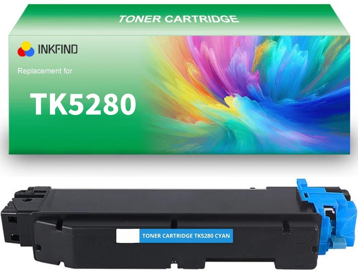 INKFIND TK-5280 Cyaan tonercartridge compatibel met Kyocera TK5280 TK-5280 Cyaan geschikt voor Kyocera ECOSYS M 6235cidn/6235cidnt/6635cidn/P 6235cdn - 1-pack Cyaan