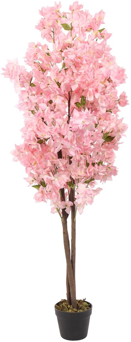 Kunstpalm Roze Kunstplant Bougainvillea | 150 cm – Kunst Bloesemboom – Nep Boom met Bloemen – Onderhoudsvrije Bloemboom Lichtroze