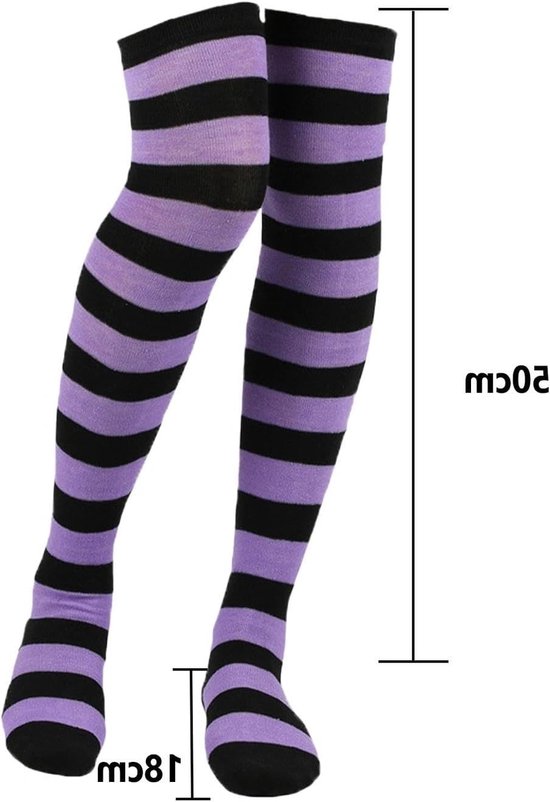 Leuke Gestreepte Overknee Sokken voor Meisjes, Perfect voor Feestjes, Halloween en Kerst, Comfortabele Kniehoogte Sokken voor Kostuums en Themafeesten
