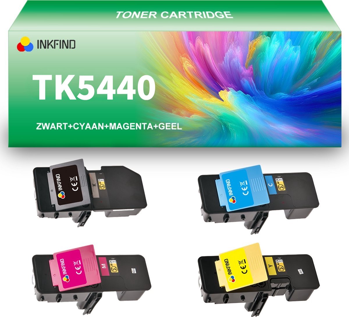 INKFIND TK-5440 tonercartridge multipack van 4 stuks (Zwart+Cyaan+Magenta+Geel) compatibel met Kyocera TK-5440K TK-5440C TK-5440M TK-5440Y toner cartridge - 4-pack BK/C/M/Y