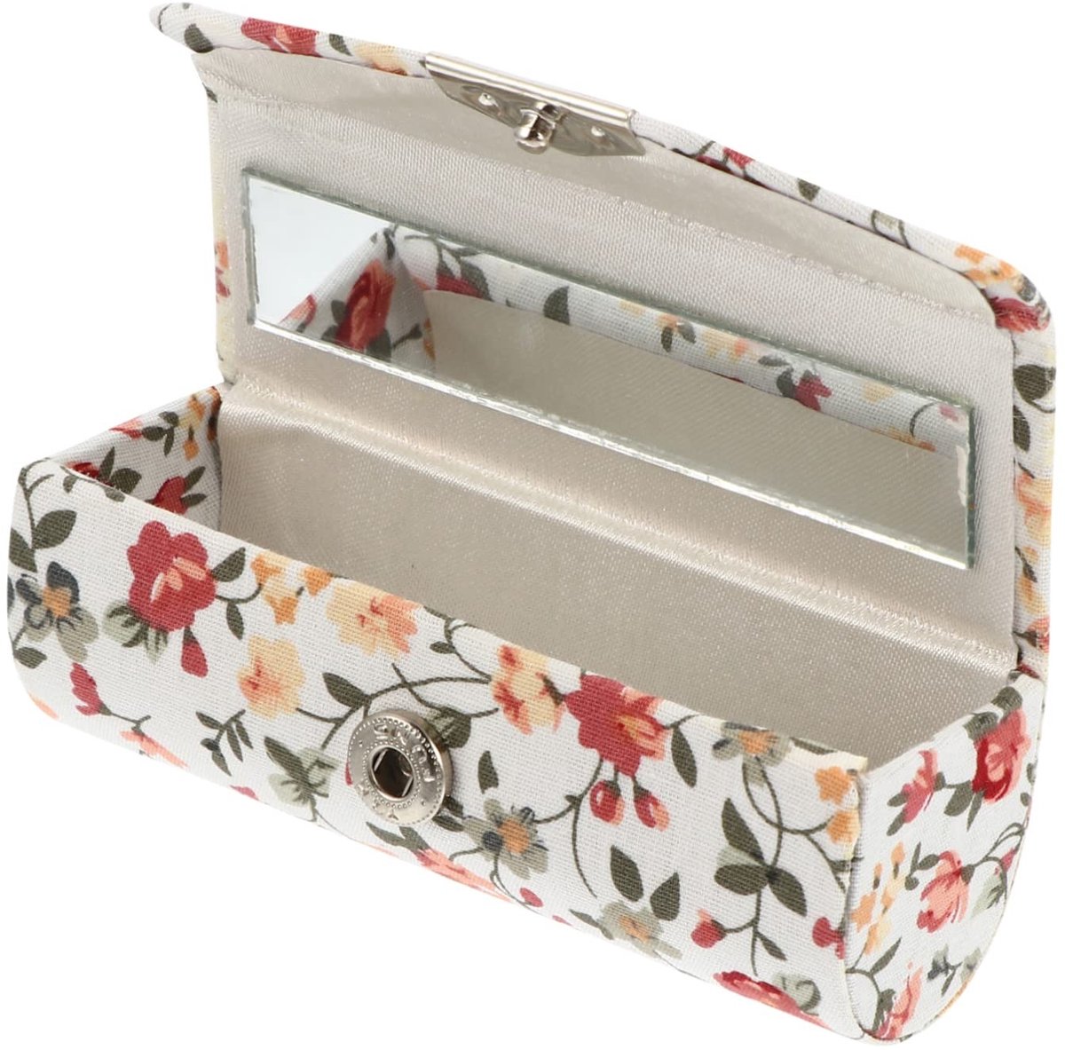 aladdien - Lippenstift Organizer - Vintage Makeup Tas - Met Spiegel - Wit - Cosmetica Pouch - Handzaam - Geschikt voor Vrouwen
