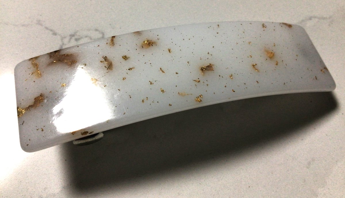 Zenner Acetate haarklem groot - wit met goud - rechthoek - haarclip haarspeld - large