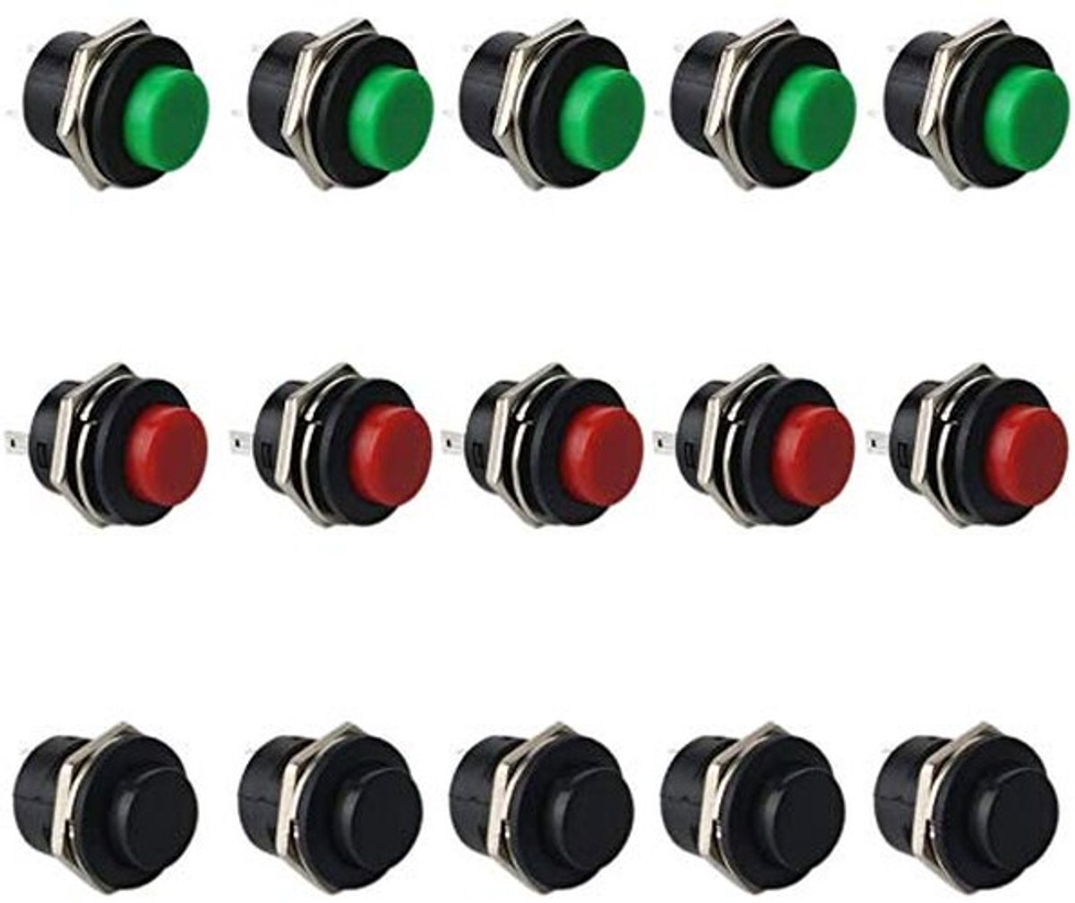 RUNCCI 15-Pack Mini Push Button Switches - SPST Momentary Schakelaars voor Elektronische Toepassingen