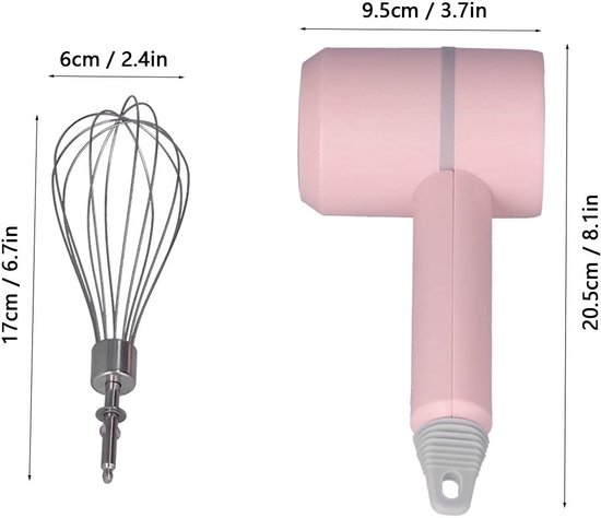 ONF3 - Elektrische handmixer - Staafmixer met garde - Oplaadbaar en gebruiksvriendelijk - Roze - Vaatwasserbestendig - Perfect voor dagelijks ge... — afbeelding 4