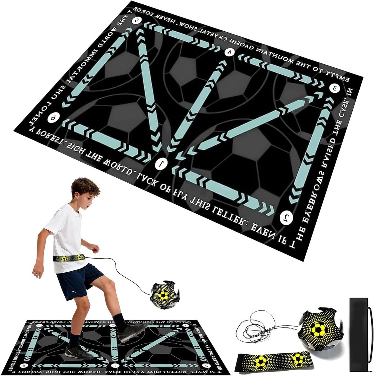 Voetbal trainingsmat 90 x 60 cm - Antislip dribbelmat voor balcontrole, schoppen en voettraining met 3.5 mm silica alg modder