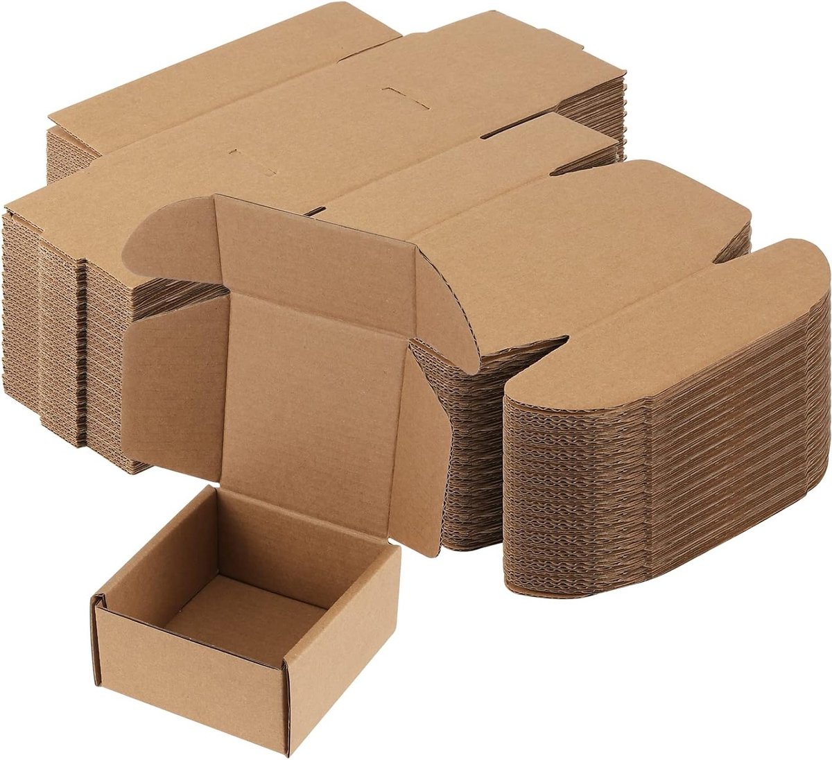 100 Pack 10 x 10 x 5 cm Verzenddozen van Golfkarton voor Verpakking, Verzending en Verhuizen