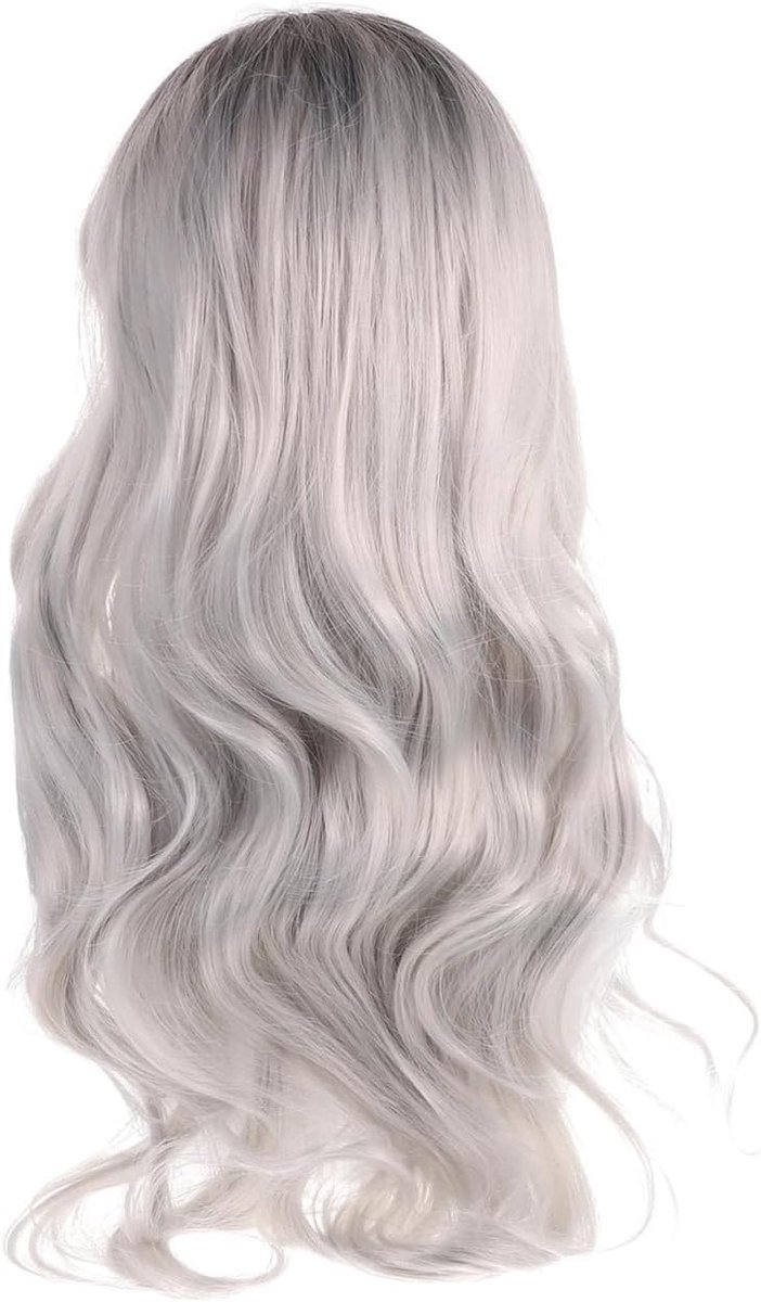 Langgolvende Krullende Cosplay Peruk in Lolita Stijl - Zwart Ombre Grijs voor Anime Kostuums en Feestjes