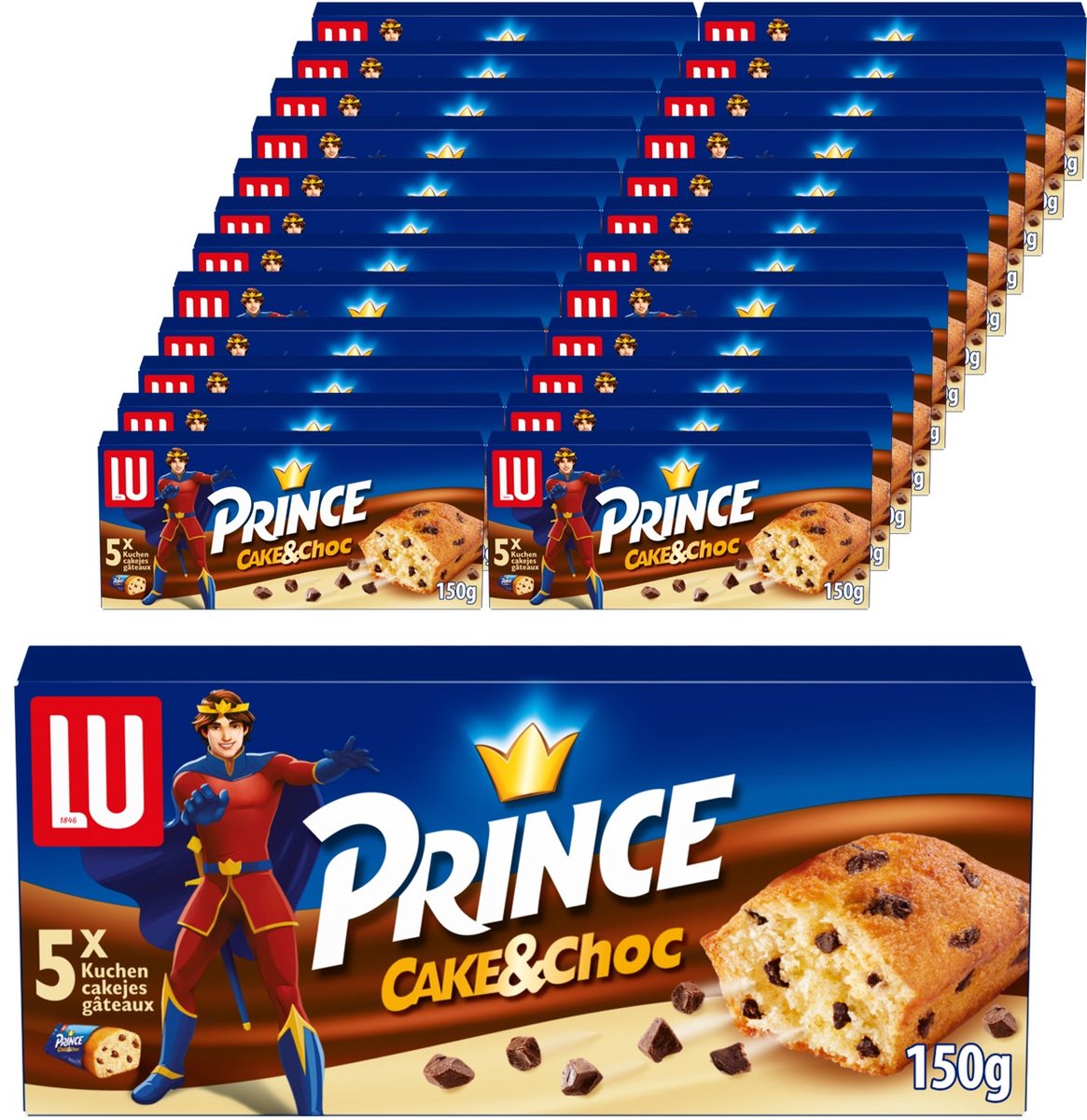 LU Prince Cake & Choc 16 x 150g (5 x 30g) - Koekjes - Koek voor Onderweg - Koffie - Thee - Werk - Voorraad