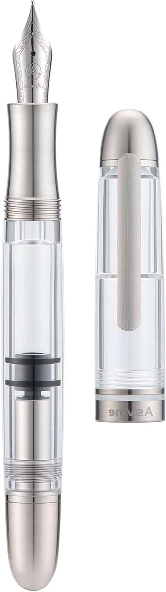 Titanium Vulpen met Pistonmechanisme, Iridium Fijne Nib, Duidelijke Acryl Pen Set voor Soepel Schrijven en Elegante Vorm