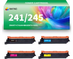 INKFIND TN241/TN245 tonercartridge (extra hoge capaciteit) multipack van 4 stuks (Zwart+Cyaan+Magenta+Geel) compatibel met Brother TN241… - 4-pack