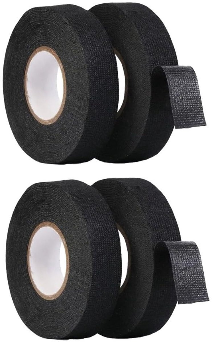 Multifunctionele Zwarte Zelfklevende Stoffentape 19mm x 15m - Warmtebescherming, Demping en Kabelbevestiging