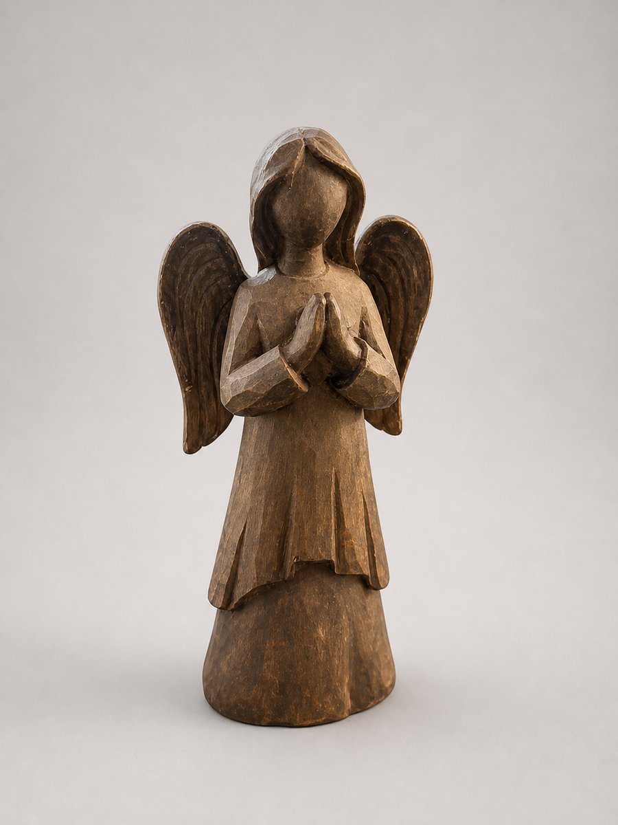 Engel,hout,geschikt voor gedenkplaats,decoratie,18,5 cm