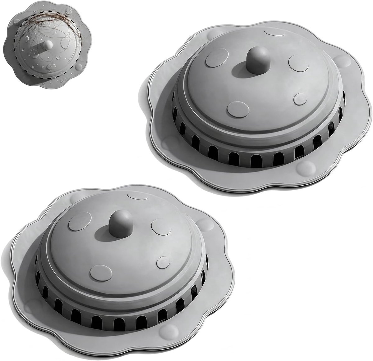 Set van 2 Siliconen Douche Haarstrainers met Zuignap - Universele Afvoerfilter voor Keuken, Bad en Douche, Bescherming tegen Verstopte Afvoeren