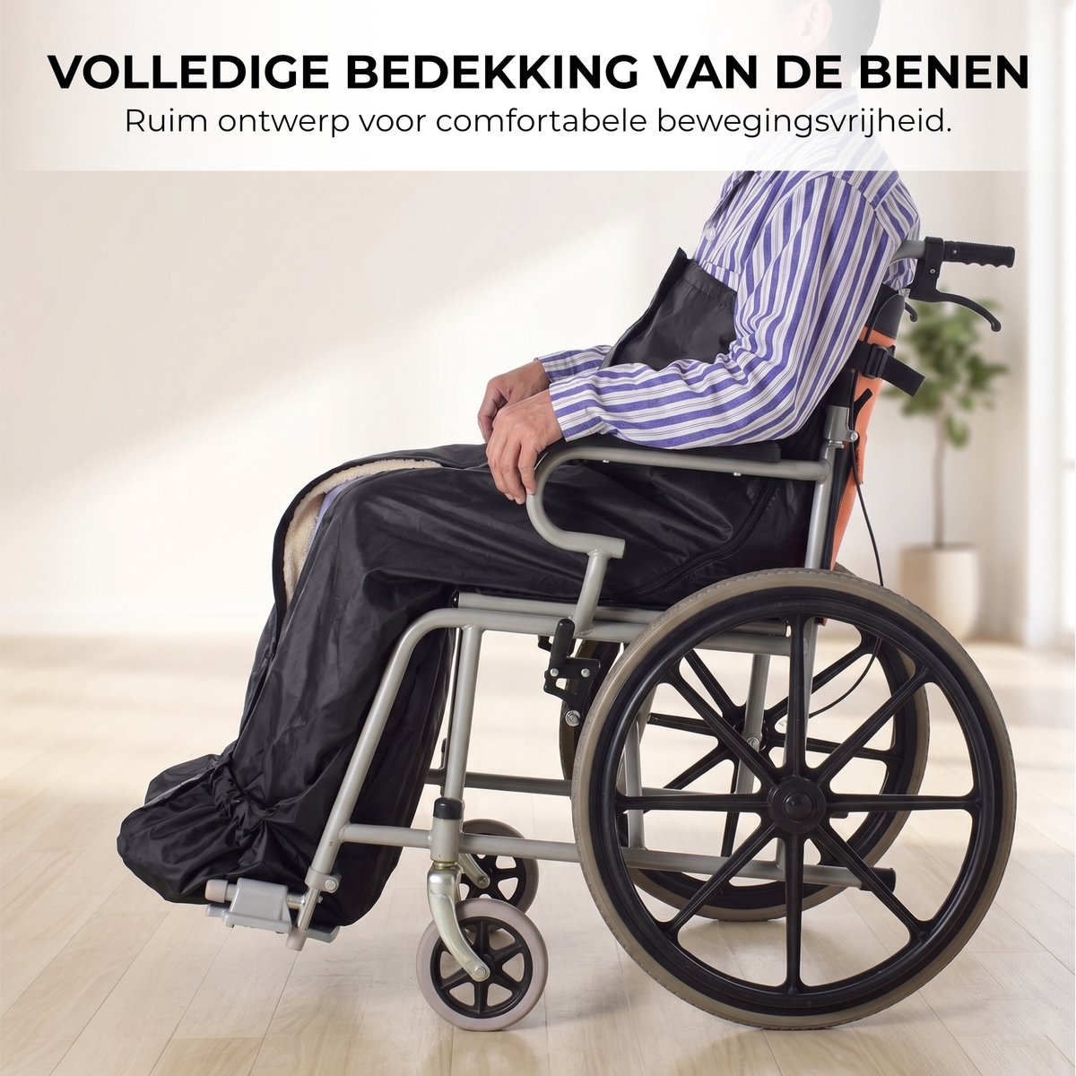 Somstyle Fleece Gevoerde Rolstoel Beenhoes - Rolstoel Deken Voetenzak - Met Binnenzak & Rits - Waterdicht & Warm - Zwart – foto 5