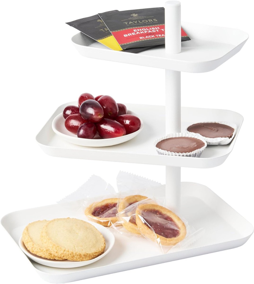 YOR® Serveertoren - Etagere - Tapasplank - Wit - 25cm x 16cm x 26cm