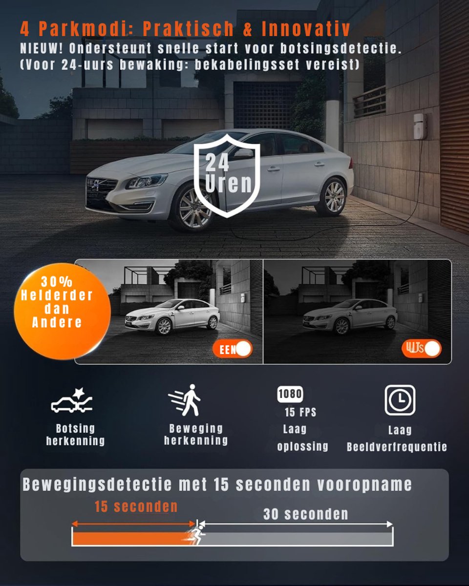 YOR® Dual Dashcam - Voor en Achter Camera – Auto Camera Met Nachtzicht – Zwart - 14cm x 15cm x 11cm – foto 8