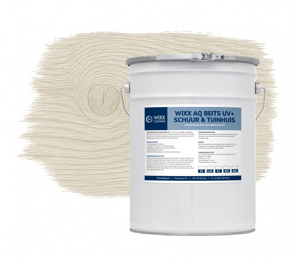 Wixx AQ Schuur en Tuinhuis Beits UV+ - 10L - Vergrijsd Wit