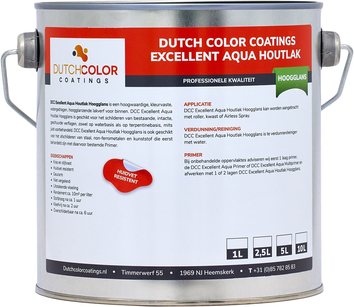 DCC Excellent Aqua Houtlak Hoogglans - 1L - RAL 9010 | Zuiver Wit