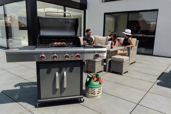 Landmann Triton MaxX PTS 4.1 Barbecue - Gas - Gietijzeren Roosters - Zilver - 4 Pits - Gas BBQ - Gasbarbecue