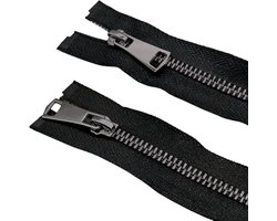 2 Stuks 60cm Metalen Rits met 5mm Divisible Sluiting voor Jassen en Kleding (Zwart)