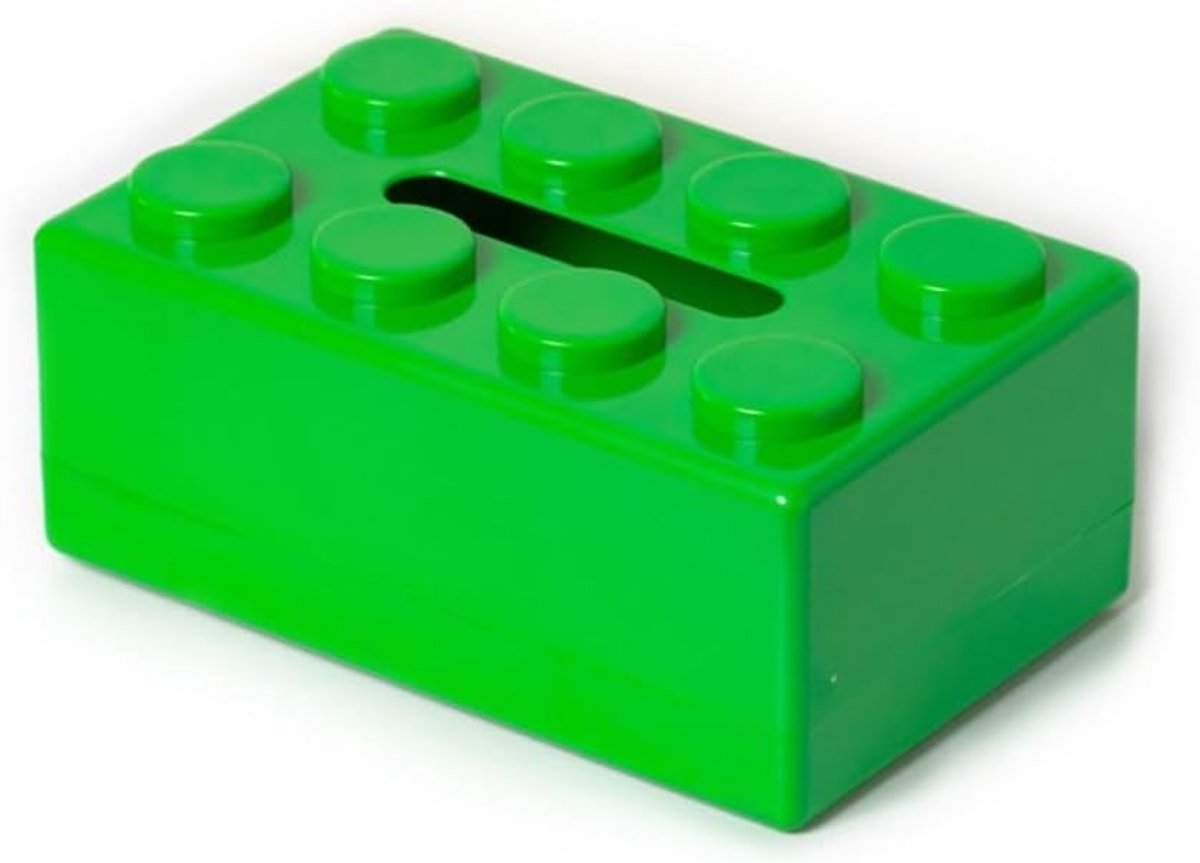 JeiibrZui Bouwsteen Tissuebox - Groen - 20x12,6x8 cm - 1 Stuks - Wandmontage En Bureau Organizer Voor Badkamer En Kantoor