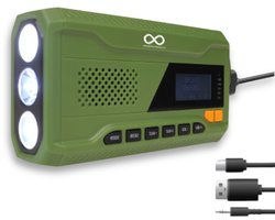 DAB+ Noodradio met Zonnepaneel en Handslinger - Noodradio Solar Opwindbaar - 4500 mAh Powerbank, Bluetooth 5.0, Zaklamp, SOS Sirene - Waterafstotend (IPX5) - Voor Kamperen, Survival, Noodpakket & Noodsituaties