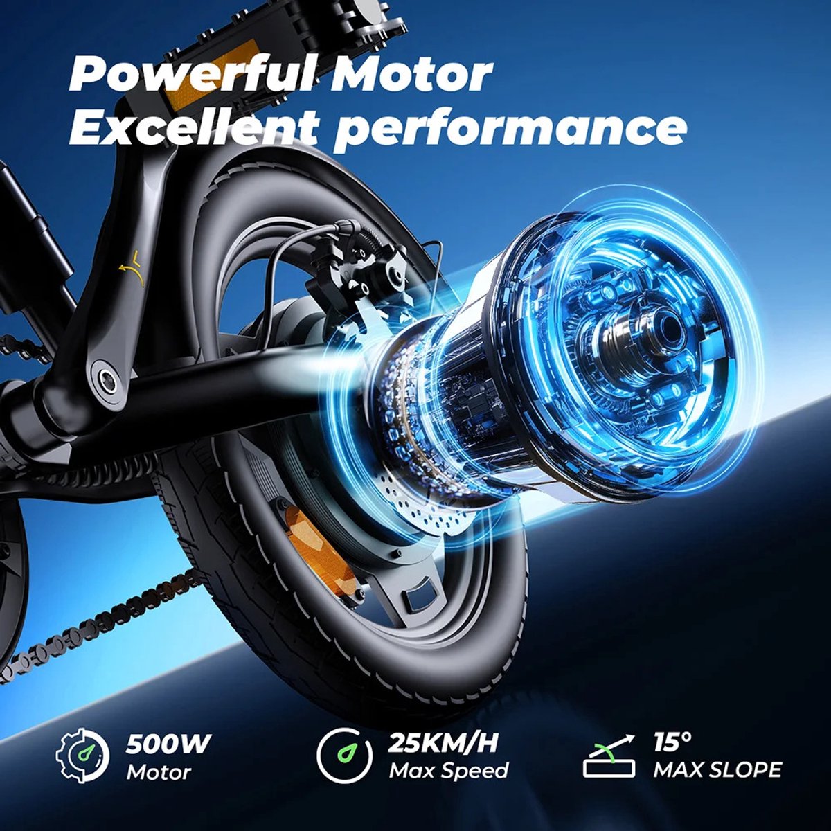 LUMÈ STORE Elektrische Fiets Opvouwbaar – E-bike Volwassenen- Fatbike - Inklapbaar - 36V 7,8Ah - Compact - 14 Inch - 25KM - Zwart – foto 3