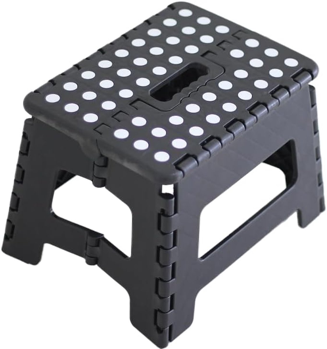 Bis 150 KG, Höhe 22 cm, Tritthocker Klappbar, Klappstuhl, Klapphocker, Falthocker, Faltbarer Hocker, Kinder, Fußhocker (Schwarz)