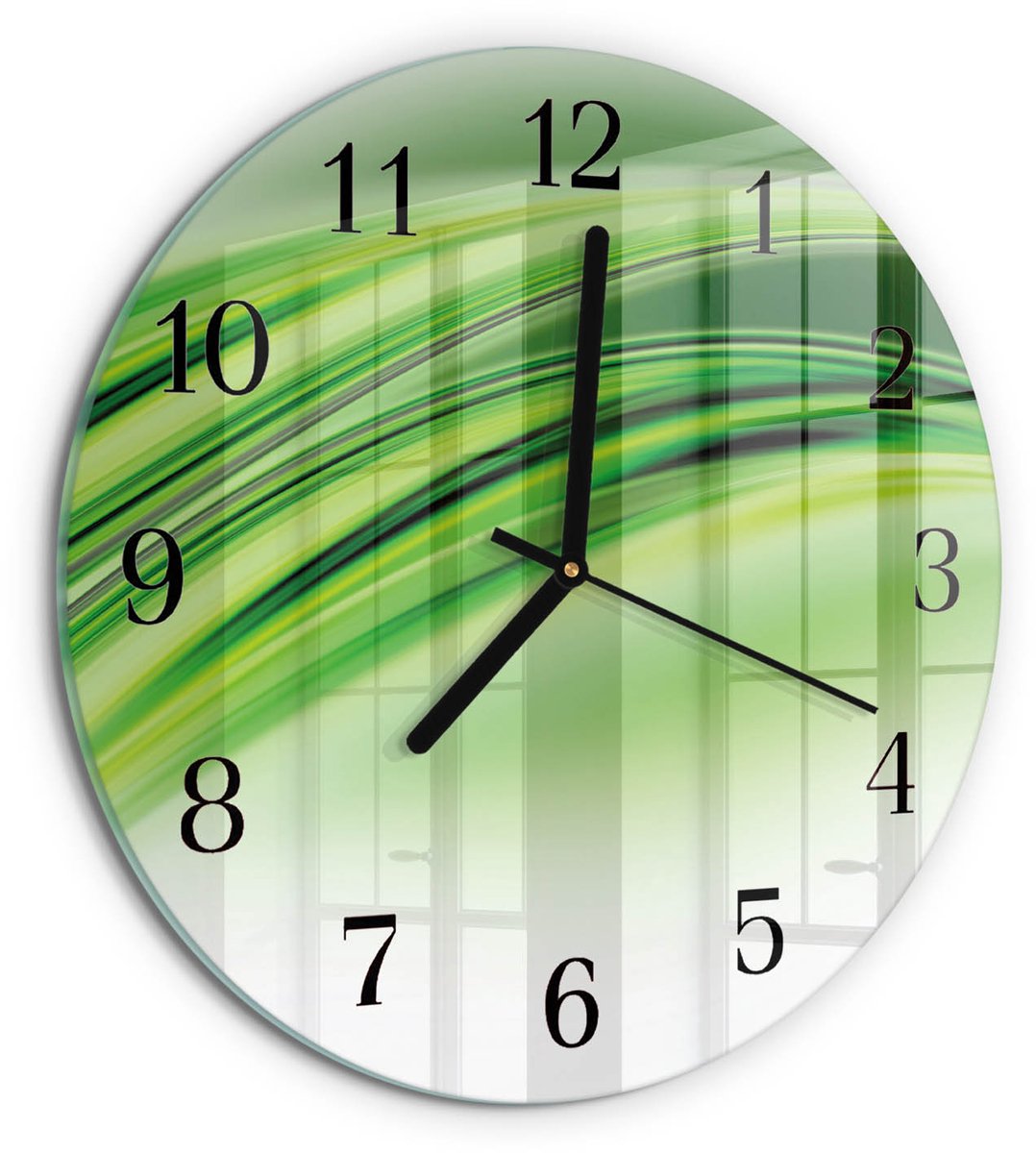 TULUP Wandklok - Abstracte kunst Wandklok Glas Decoratie - 30fi cm - Groente Gekleurde Glazen Klok - Zwarte Handen - Ronde Wandklok - Decoratieve Glazen Klok - Glazen Wandklok Design Groente - Abstracte kunst