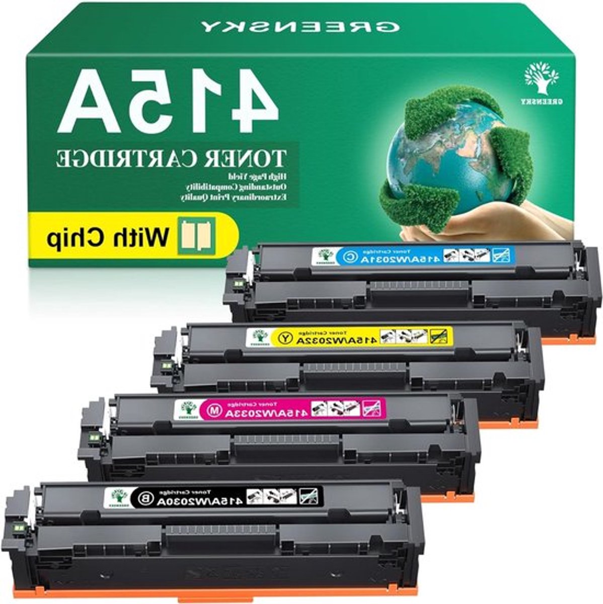 Tonercartridges 415A Multipack – Toner Cartridge – Toner Refill – Printer Cartridge – Toner Set – Compatibel met HP Color LaserJet Pro – Geïntegreerde Chip – Hoge Paginaopbrengst (4 Stuks)