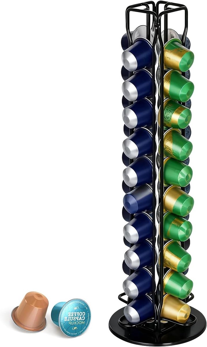 Koffiecapsulehouder voor 40 capsules, 360° draaibare opslagstandaard voor koffiecapsules en accessoires