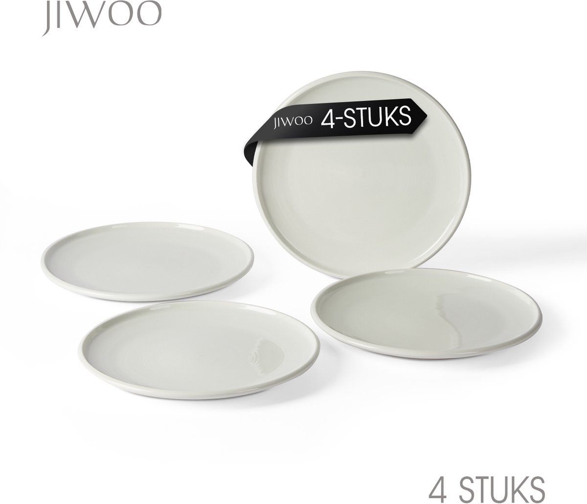 Dinerborden set van 4 (Ø25,2cm / 10inch), Ontbijtborden, Pastaborden, Bordenset, serviesset 4 persoons, Geschikt voor restaurants, Horeca, Feest, familiefeesten, banketten en picknicks, Magnetron-vaatwasserbestendig, Keramiek