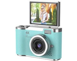 4K Digitale Camera voor Foto's – 48 MP met Kantelbaar Scherm, Draagbare Retrocamera met Kantelbaar Scherm, Selfiecamera met 8x Zoom, Vlogcamera – Camera voor Kinderen en Volwassenen, Compacte Retrocamera voor Buitengebruik (Groen, 1 Set)