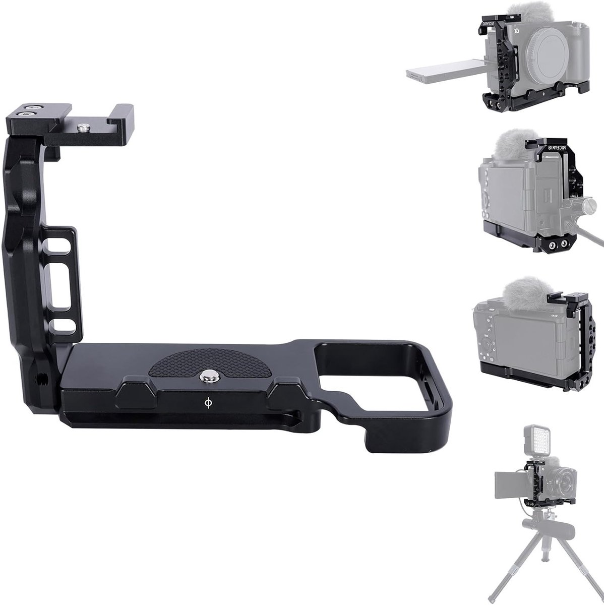 Half Camera Cage voor Sony ZV-E1 - Aluminium Video Bevestiging met 180° Draaibare Cold Shoe, Nato Rail en 1/4" & 3/8" Schroefdraad voor Stabiliteit en Creatieve Opnames