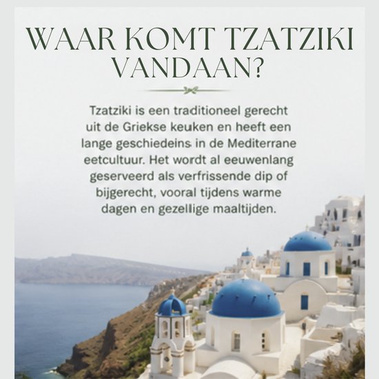 Tzatziki is een traditioneel gerecht uit de Griekse keuken, geserveerd als dip of bijgerecht.