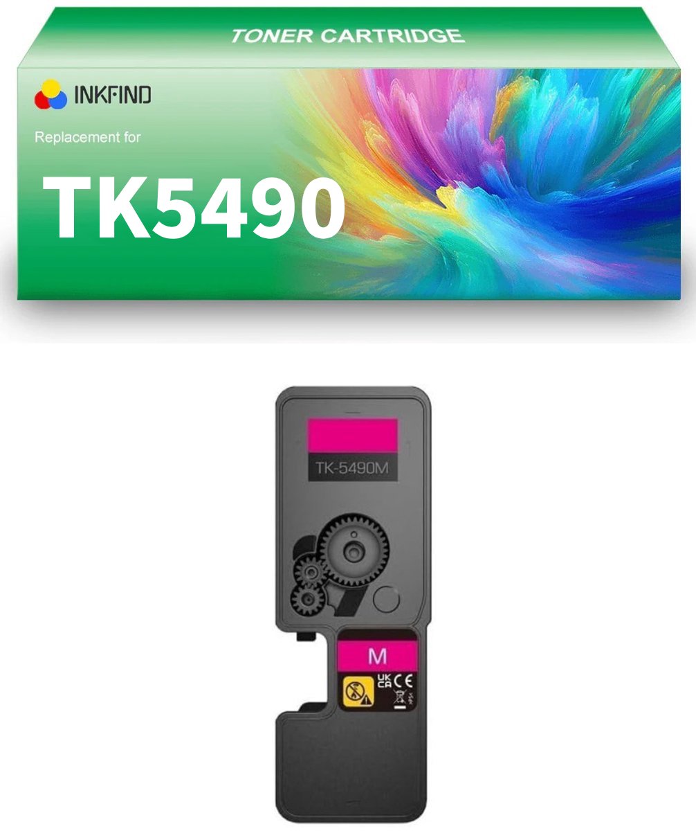 INKFIND TK-5490 Magenta tonercartridge compatibel met Kyocera TK5490 TK-5490 Magenta geschikt voor Kyocera ECOSYS PA2101cwx/PA2101cx/MA2101cfx/MA2101cwfx - 1-pack Magenta