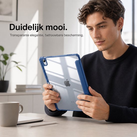 Sounix Tablet hoes Geschikt voor Apple iPad 11 (2025) A16 / Apple iPad 10.9 (2022) - Hoesje met Pencil Houder Uitsparing - Donkerblauw