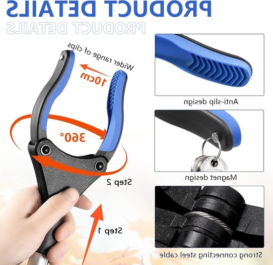 Folding Gripping Pliers 110 cm - Telescopische Gripgereedschap met 360° Draaibare Handgreep voor Ouderen, Gehandicapten en Zwangere Vrouwen van Merkloos	 — afbeelding 2