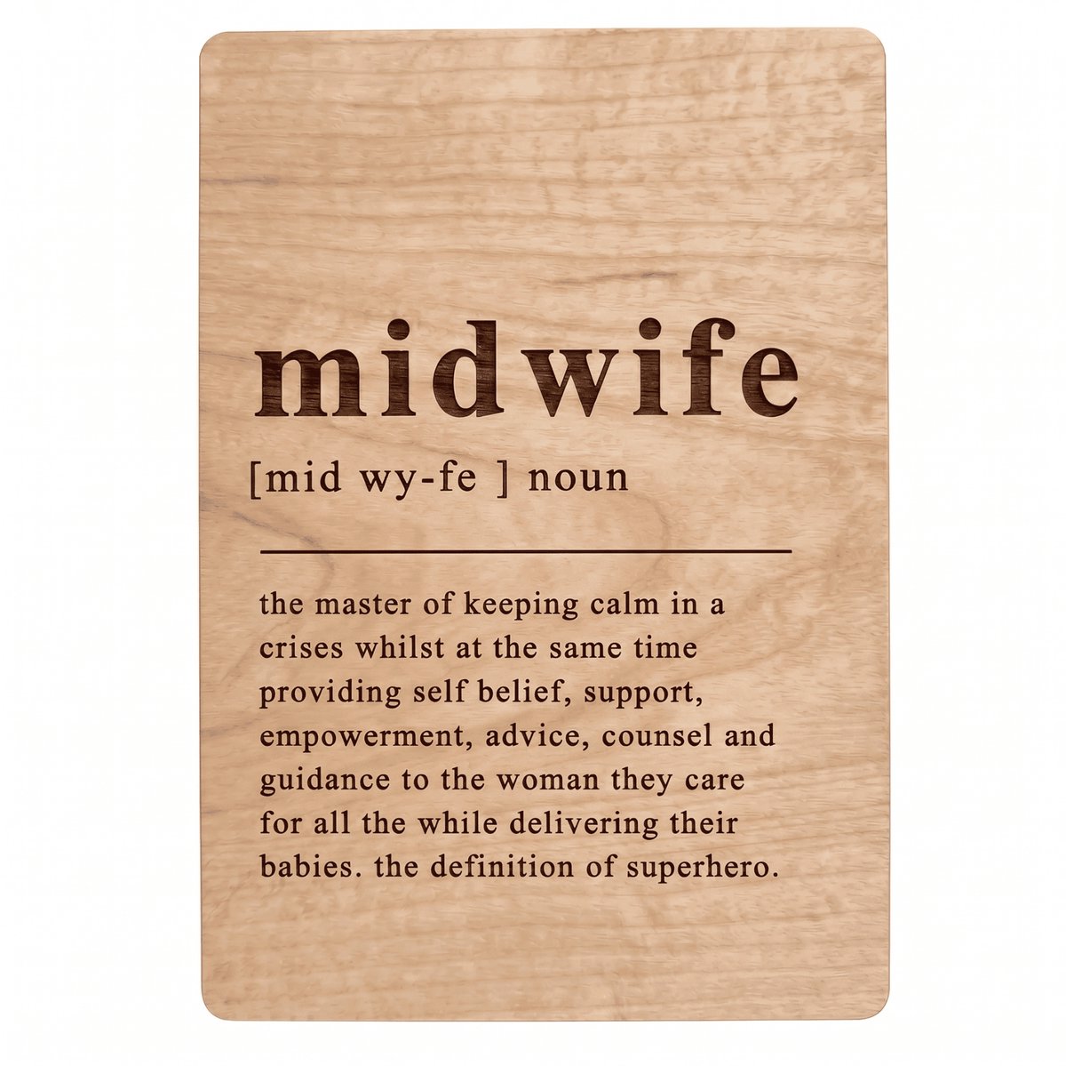 Mikki Joan - Houten bedank kaartje Midwife - Midwife bedankje - Triplex - Tekst gelaserd - 14,8 x 10,5 cm