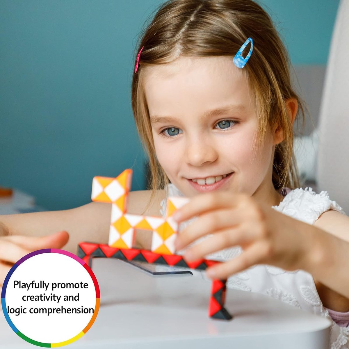 Partizzle 24x Fidget Toys Slangen Pakket - Puzzel Slang Uitdeelcadeautjes - Grabbelton Traktatie Cadeautjes - Sensorisch / Educatief Klein Speelgoed - Voor Kinderen & Peuters - Regenboog — afbeelding 5